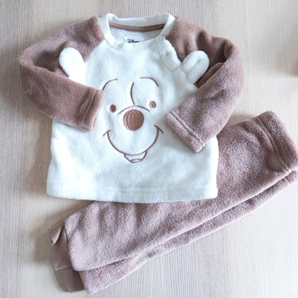 Disney Primark Winnie the Pooh Fleece Set Brown White Baby 6-9‎ Months